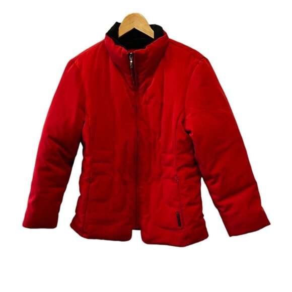 LIZ CLAIBORNE Red Down Filled Zip Up Short Winter Jacket Cost S - Picture 1 of 10